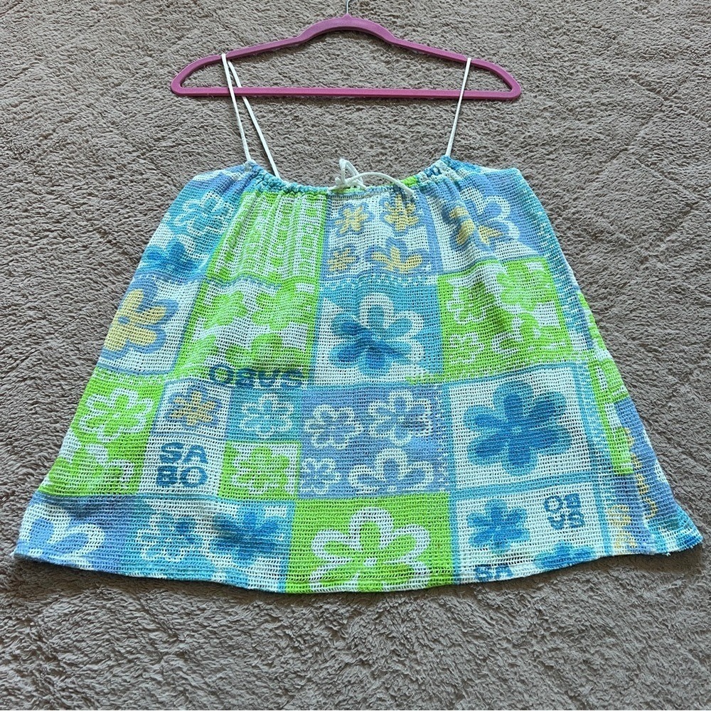 Women’s Floral Patchwork Tank Top in Blue & Green